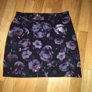 Edgy Black Floral Mini Skirt
